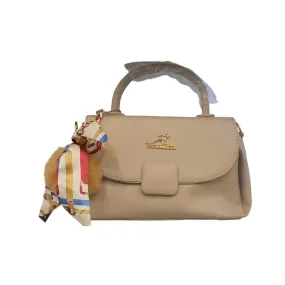 Top Handle Bag with Scarf and Pom Pom Charm