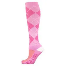 Trend Pinks Argyle Athletic Knee High Socks (Medium)