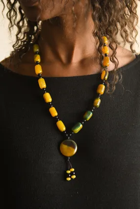 Tribal African Necklace, Carnelian Beads Pendant
