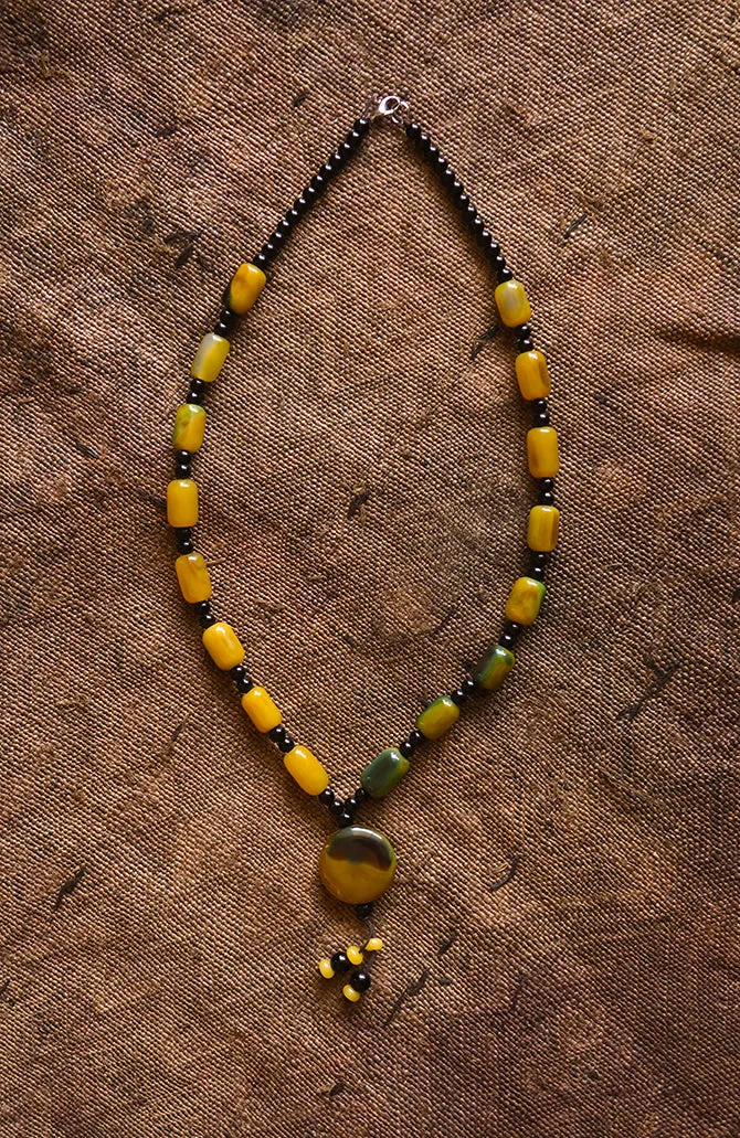 Tribal African Necklace, Carnelian Beads Pendant