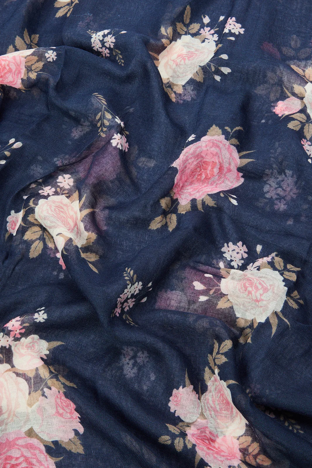 Women Navy Floral Printed Scarf