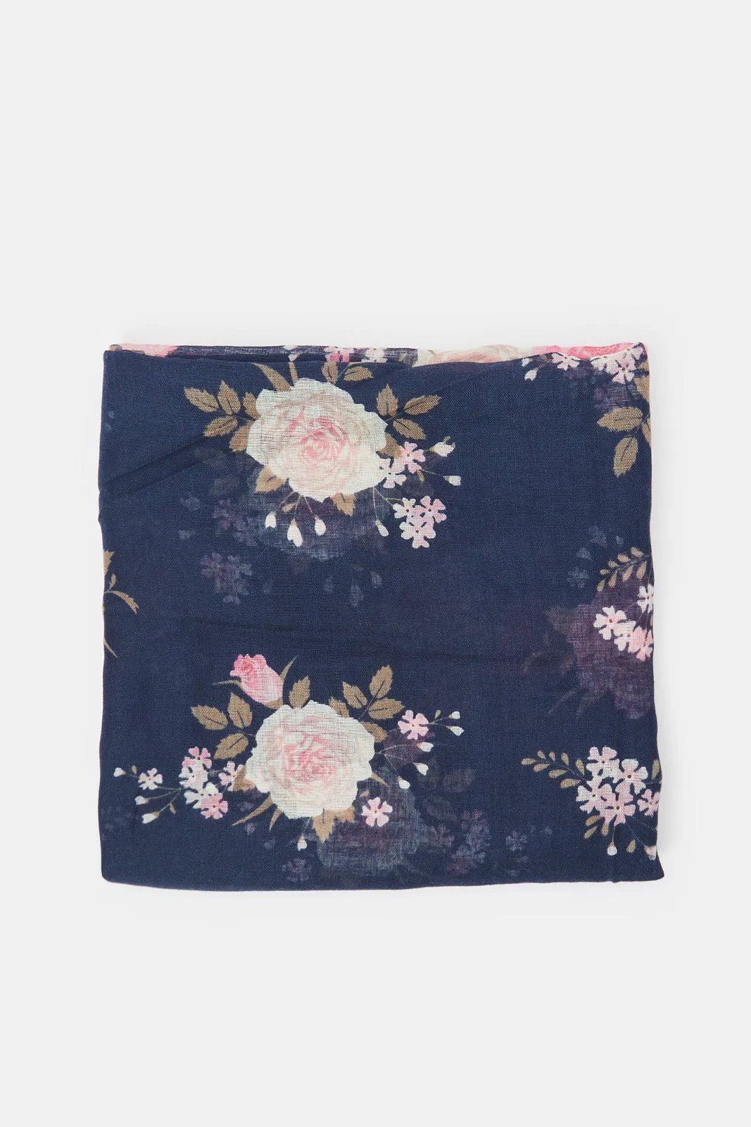 Women Navy Floral Printed Scarf
